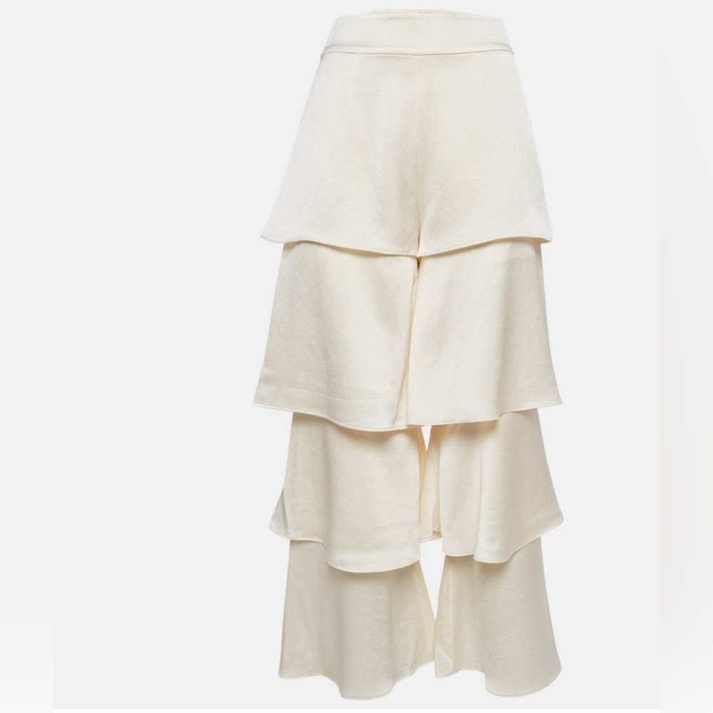 Alexis Tiered Satan Pants in Navy